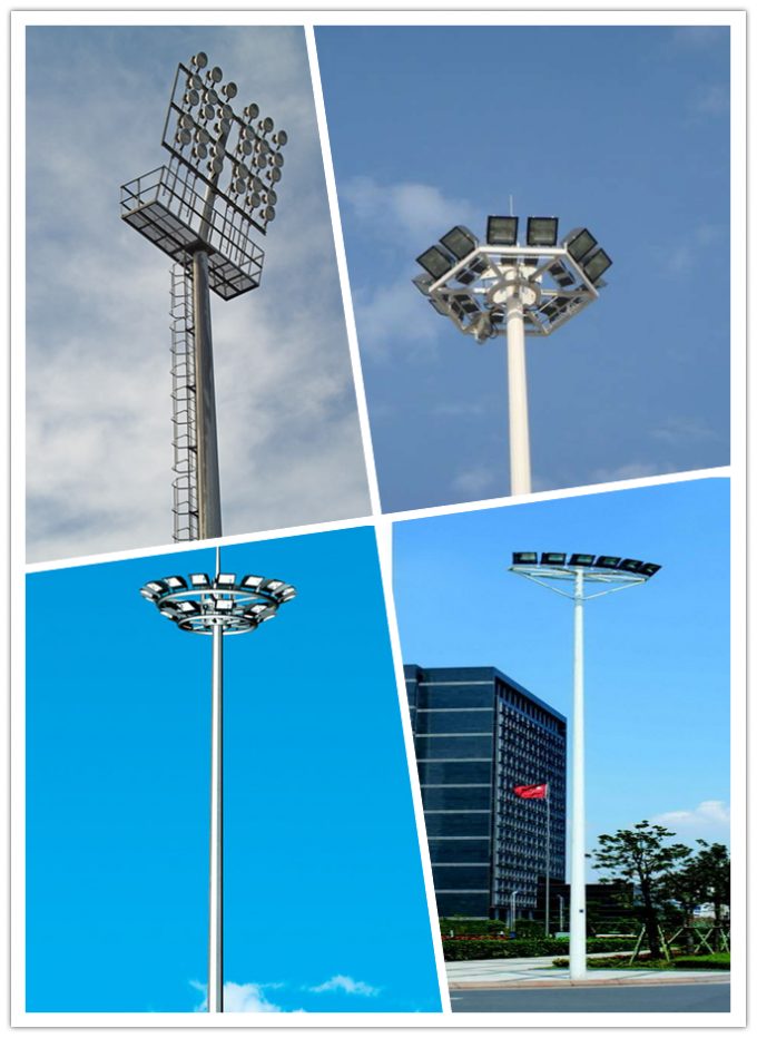 Alte luci della torre 10 200W HPS dell'albero della luce ottagonale dello stadio Q345 con il sistema di innalzamento 0