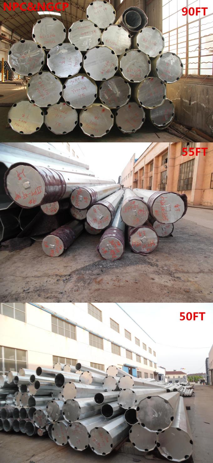 10m 12KN Africa Palo tubolare d'acciaio standard con il trattamento di superficie di galvanizzazione 0