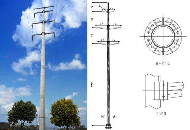 torre d'acciaio di Palo dell'antenna di telecomunicazione della torre della trasmissione 110kv mono per il segnale del telefono cellulare 2