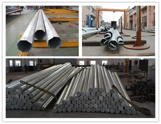 15m 1200 Dan Electrical Galvanized Steel Pole per la linea esterna 0 di distribuzione