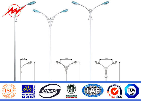 Il HDG 3mm 10m si raddoppia Palo d'acciaio galvanizzato esagerare con il braccio trasversale
