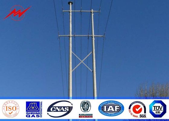 piccola altezza 66kv palo pratico d'acciaio di 30ft per l'elettrodotto con le doppie armi