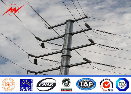 138kv Palo d'acciaio galvanizzato poligonale affusolato rotondo, Electric Power Palo