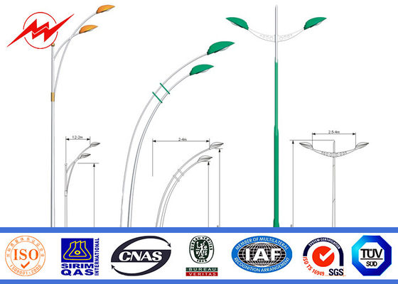doppio parcheggio del braccio 4mm di 12M palo leggero con il braccio trasversale di 1.5M