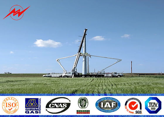 Polo in acciaio galvanizzato per trasmissione di linea a 33 KV con fori a fessura per bullone di ancoraggio