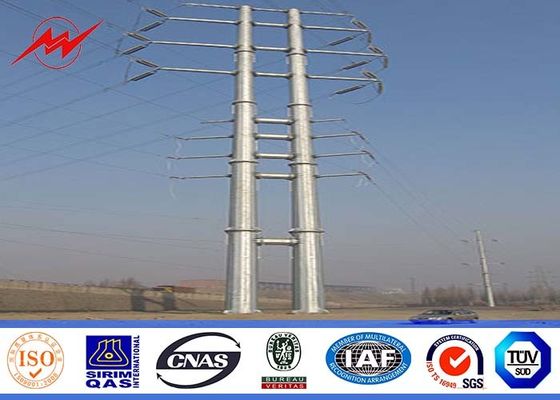 linea d'acciaio galvanizzata Palo di distribuzione di palo di potere della immersione calda di 69kv 10m con gli accessori trasversali del braccio