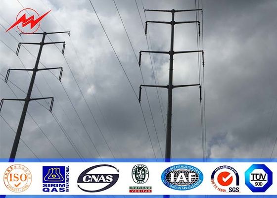 linea d'acciaio galvanizzata Palo di distribuzione di palo di potere della immersione calda di 69kv 10m con gli accessori trasversali del braccio