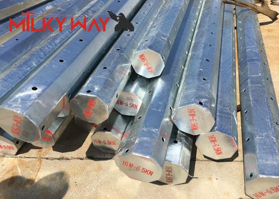 Palo ottagonale in acciaio zincato da 12 m con elevata resistenza alla pressione del vento per la distribuzione di energia elettrica