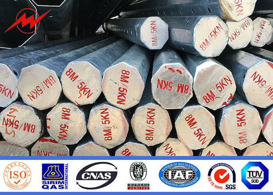 8m 16m Africa Palo fuori della linea elettrica potere palo d'acciaio con carico di snervamento 500Mpa del minio